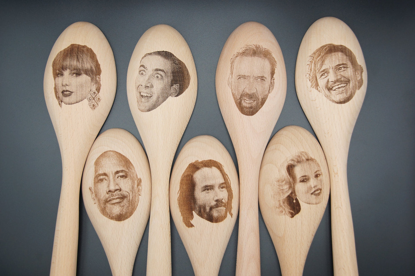 Nicolas Cage & Pedro Pascal Wooden Spoons – Funny Gift Set