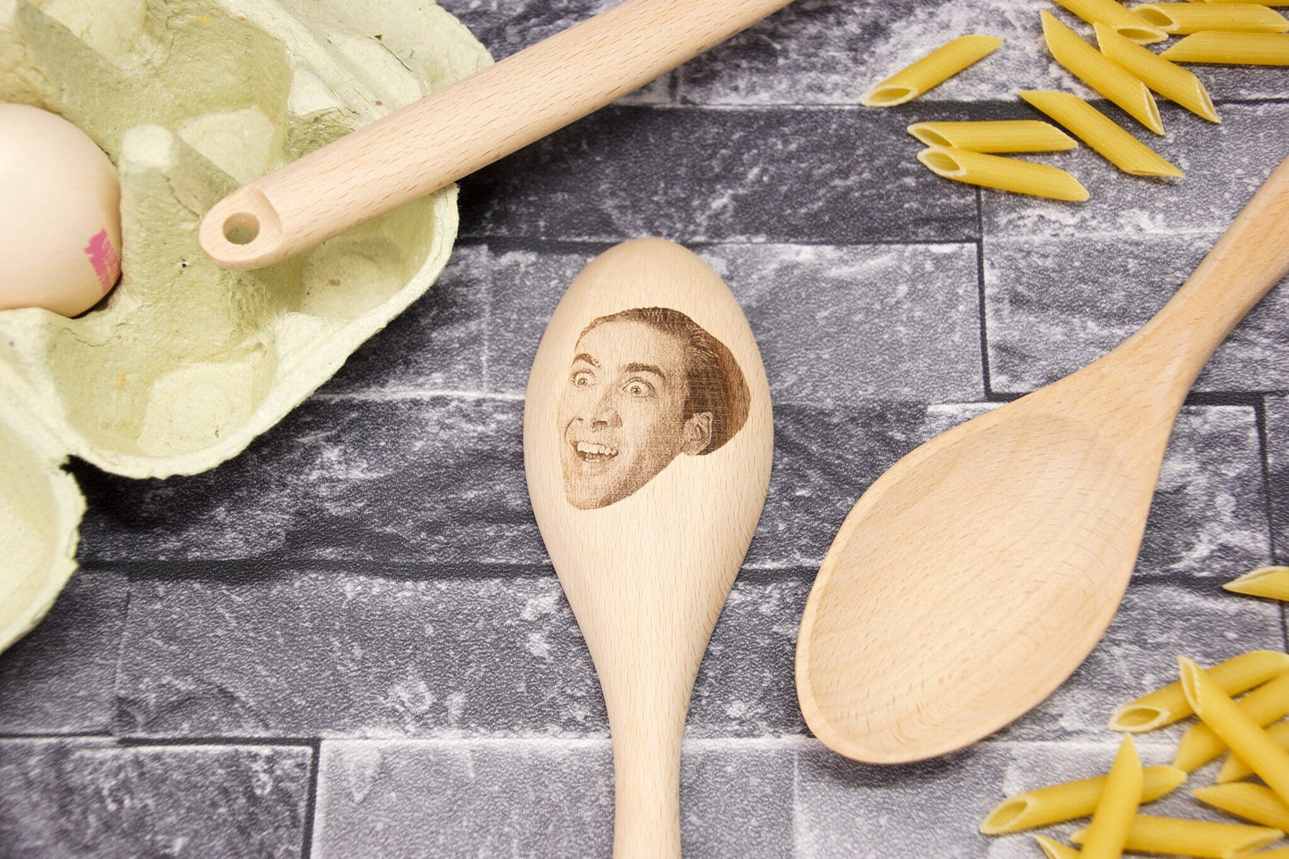 Nicolas Cage Wooden Spoon – Unique & Funny Gift for Fans