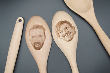 Nicolas Cage & Pedro Pascal Wooden Spoons – Funny Gift Set