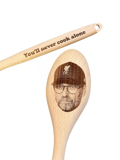 Löffel mit Jürgen Klopp-Gesicht – You’ll Never Cook Alone – Geschenk für LFC Liverpool-Fans – personalisierter Fußballlöffel – Jürgen Klopp – YNWA